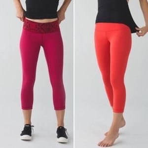 Lululemon Athletica Wunder Under Crop III Red Reversible 4